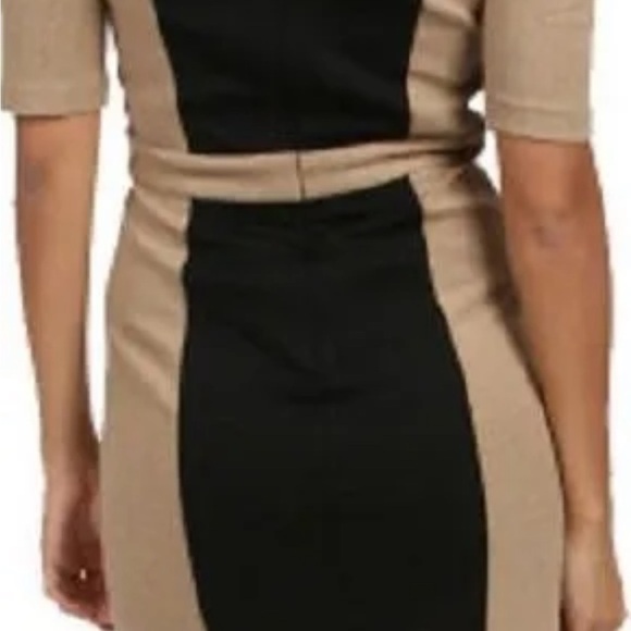 Trina Turk Black and Tan Colorblock Sheath Dress - Picture 4 of 14